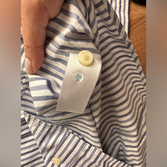 Everlane Blue And White Striped Cotton Collared The Woven PJ Top Size M NWT - Picture 5 of 6